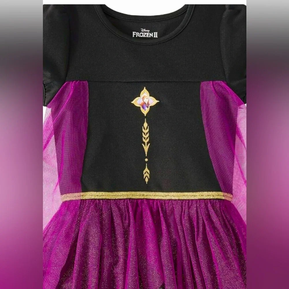 Disney Sz 8-10 Frozen Anna Dress - Black and Purple - Picture 6 of 6